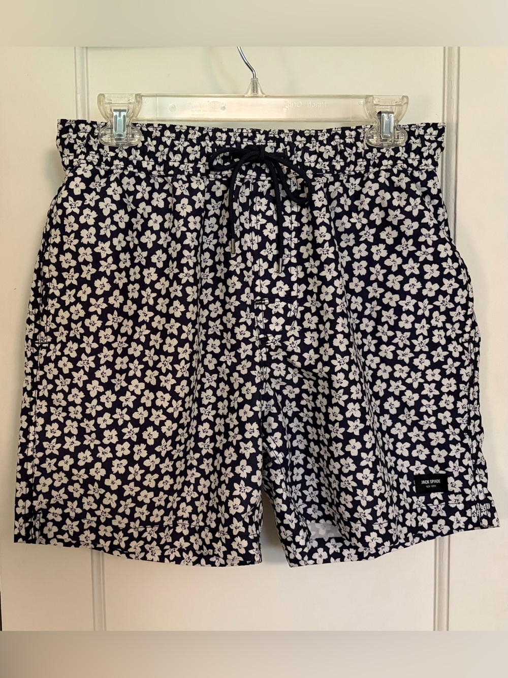 Jack Spade New York Men's Navy Floral Drawstring Swim Shorts Trunks